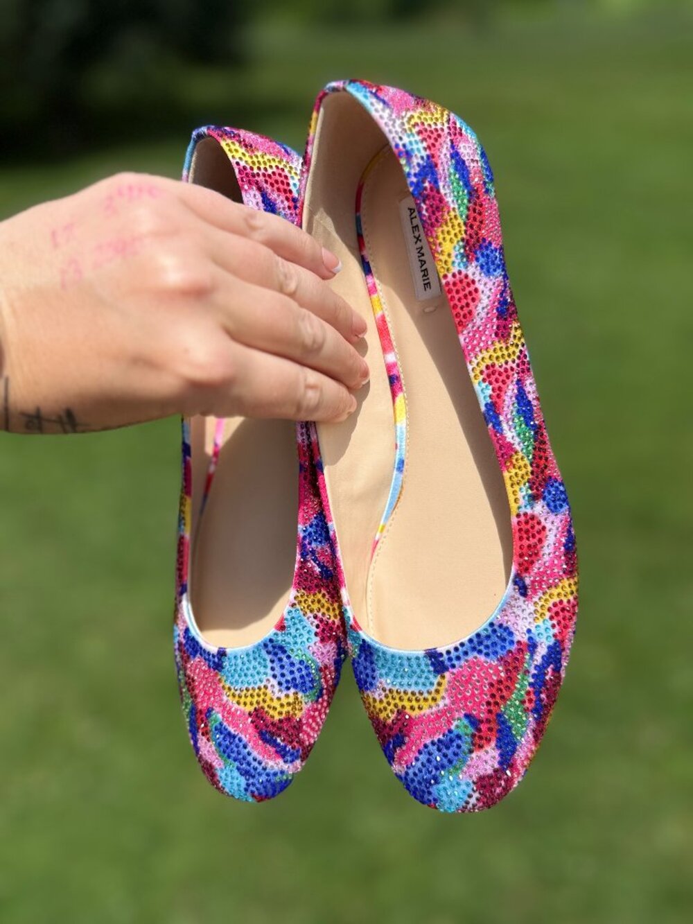 Alex Marie Rhinestone Ballet Flats 8M Rainbow Y2K Coquette Glam Chic 3802 - Picture 2 of 8